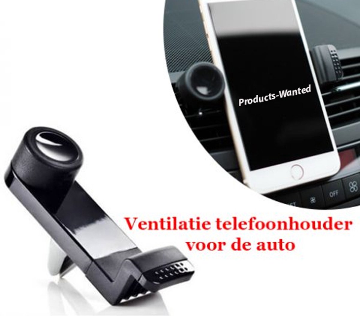 2-Stuks Ventilatie Telefoonhouder Voor de Auto in Zwart Kleur