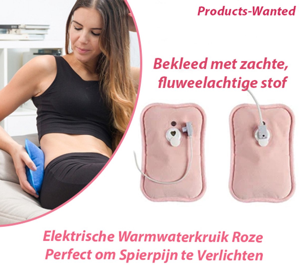 Elektrische Warmwaterkruik Roze Perfect om Spierpijn te Verlichten