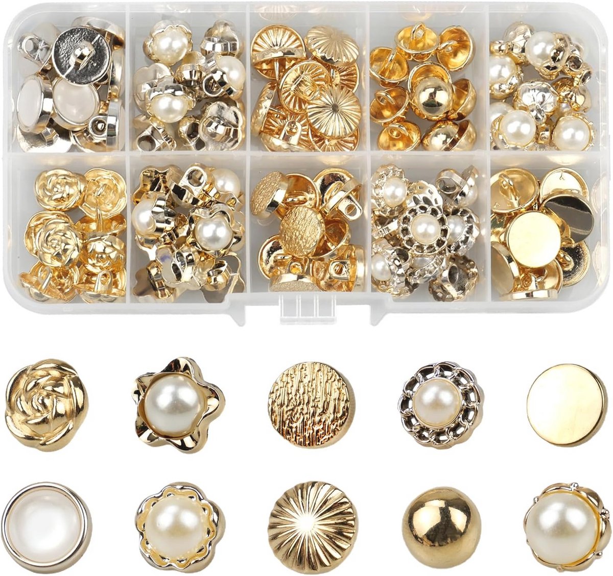 100 stuks knopen voor naaien - 10 stijlen, kleine knopen voor kleding, DIY decoratie
