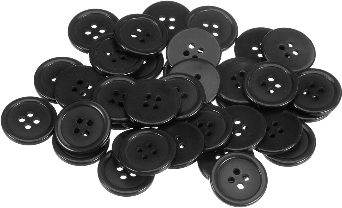 Zwarte Harsknoppen 15 mm - 50 Stuks Ronde Naaiknopen voor Creatieve Projecten