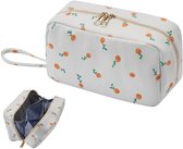 Trousse de toilette élégante en velours côtelé My Ninki ® pour femme - Trousse de toilette de voyage spacieuse et pratique avec plusieurs compartiments