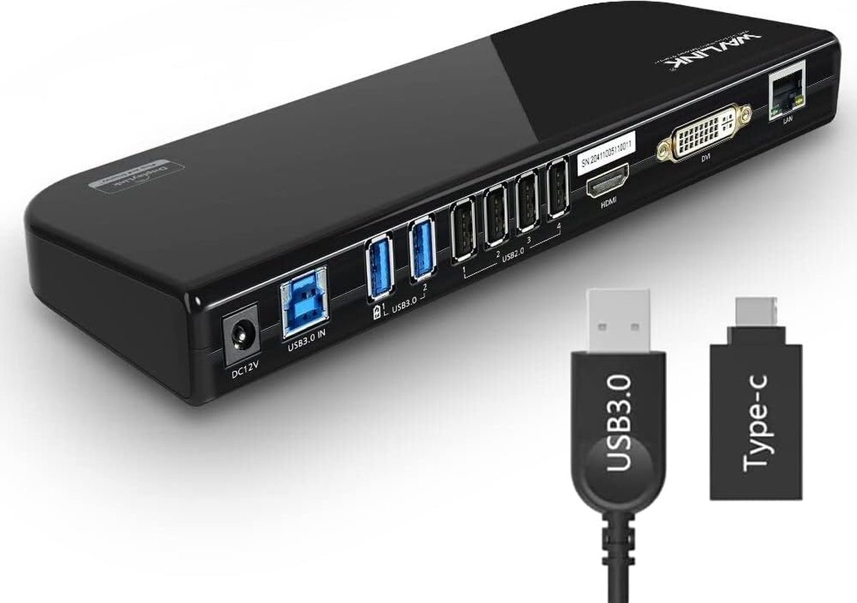 WAVLINK Station D'Accueil USB-C 13-en-1 DisplayLink – Double HDMI + DP 4K, 6×USB 3.0, Ethernet Gigabit, Audio – Mac & Windows