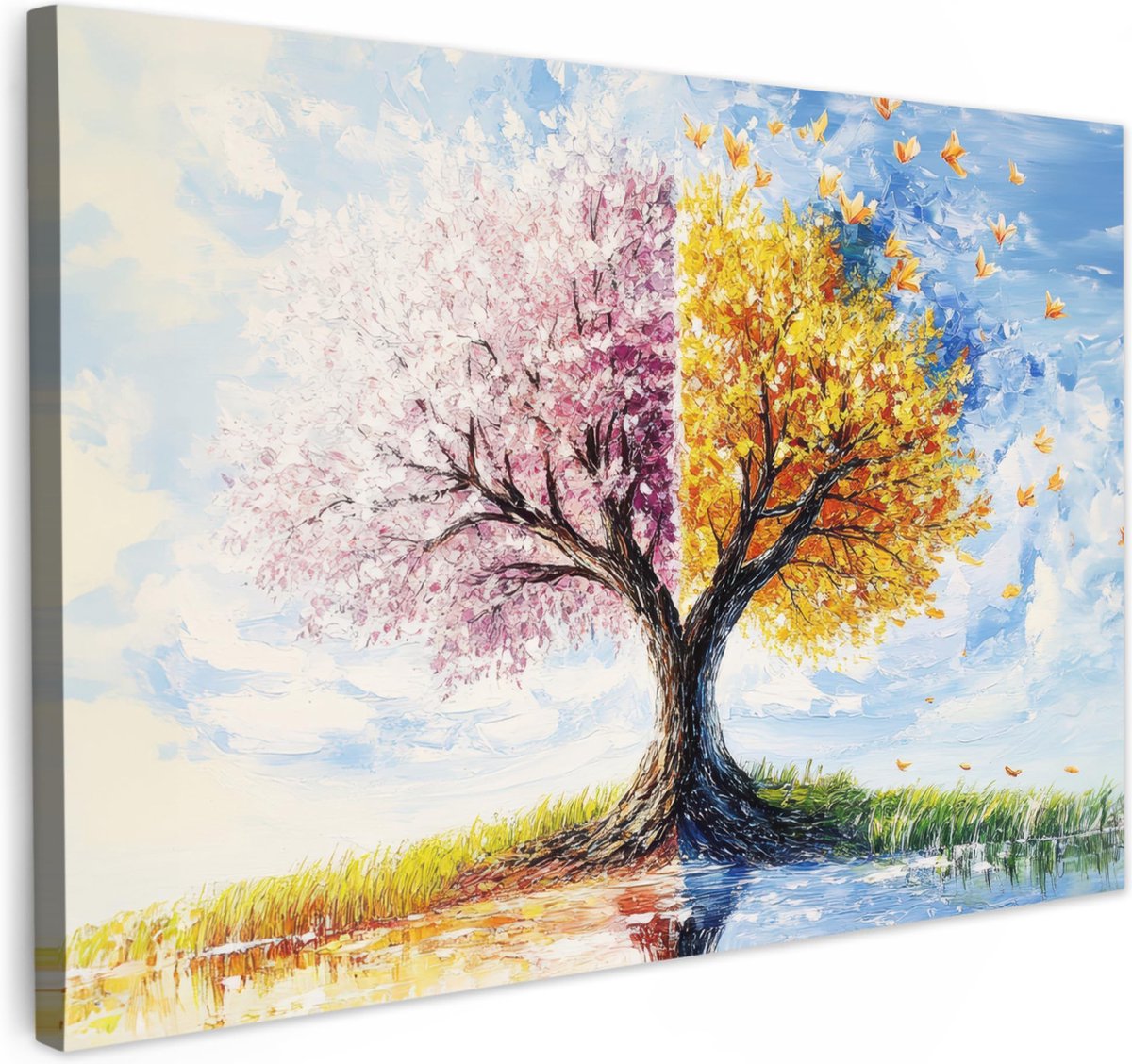 La'Moussawi ® Artistiek Canvasdoek met Lente Boom Print voor Woonkamerdecoratie