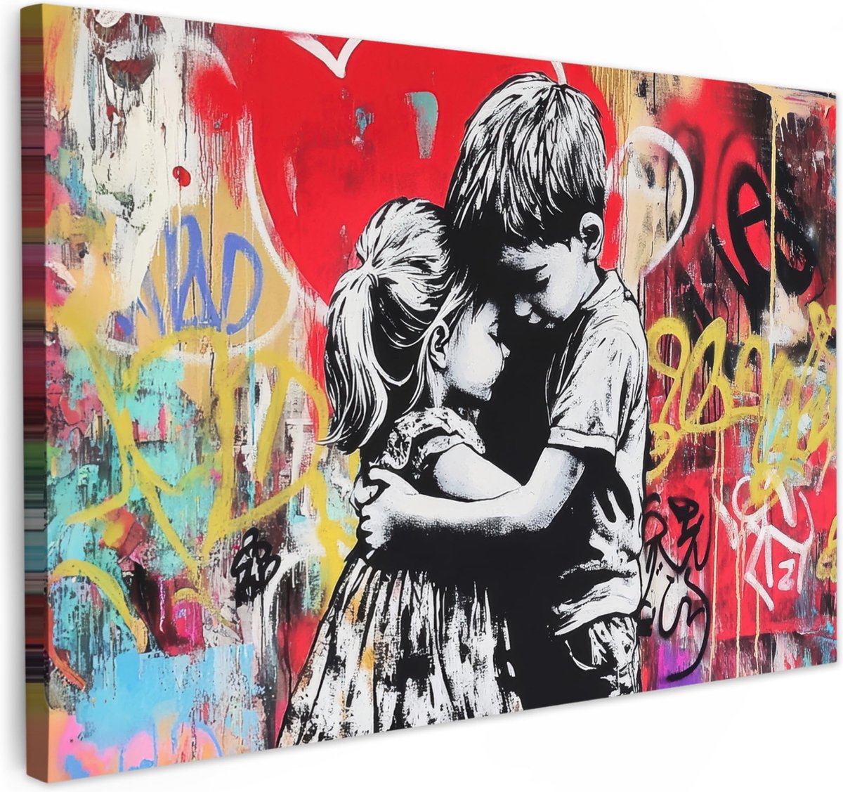 La'Moussawi ® Indrukwekkende Zwart-wit Straatkunst Wanddecoratie op Canvas voor Stijlvolle Interieurs