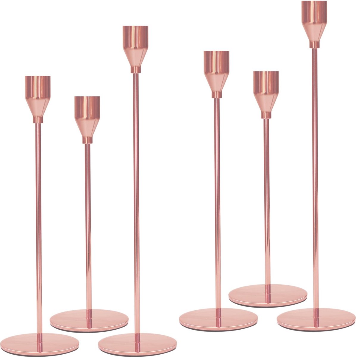 La'Moussawi ® Elegante Set van Zes Hoge Metalen Kandelaars voor Feestelijke Tafeldecoratie