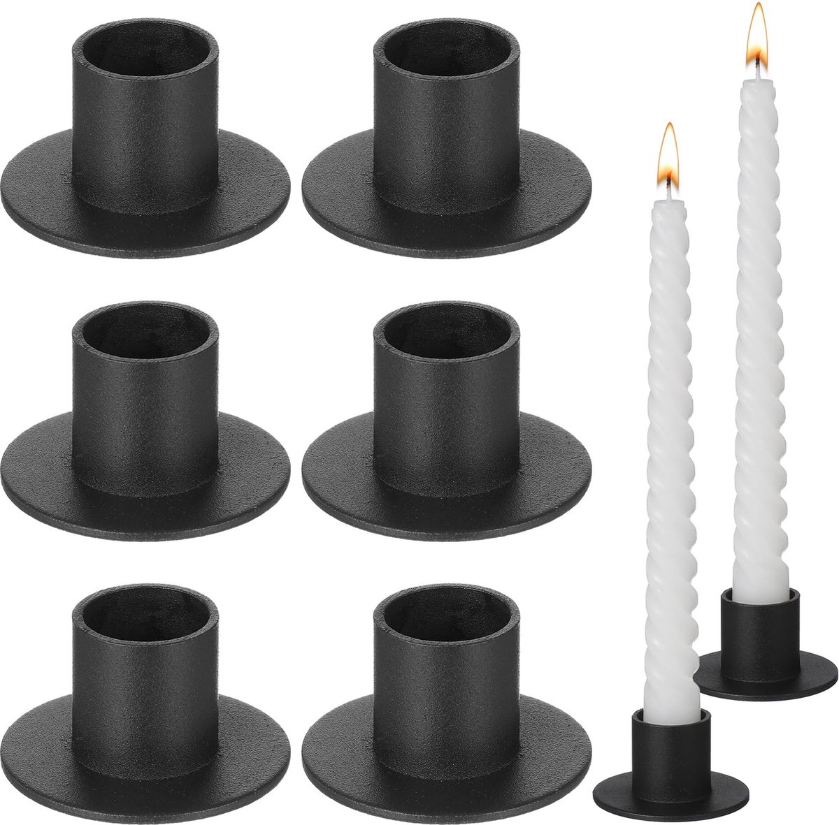 La'Moussawi ® Zwarte Puntige Kaarshouders Set van 8 voor Stijlvolle Huisdecoratie