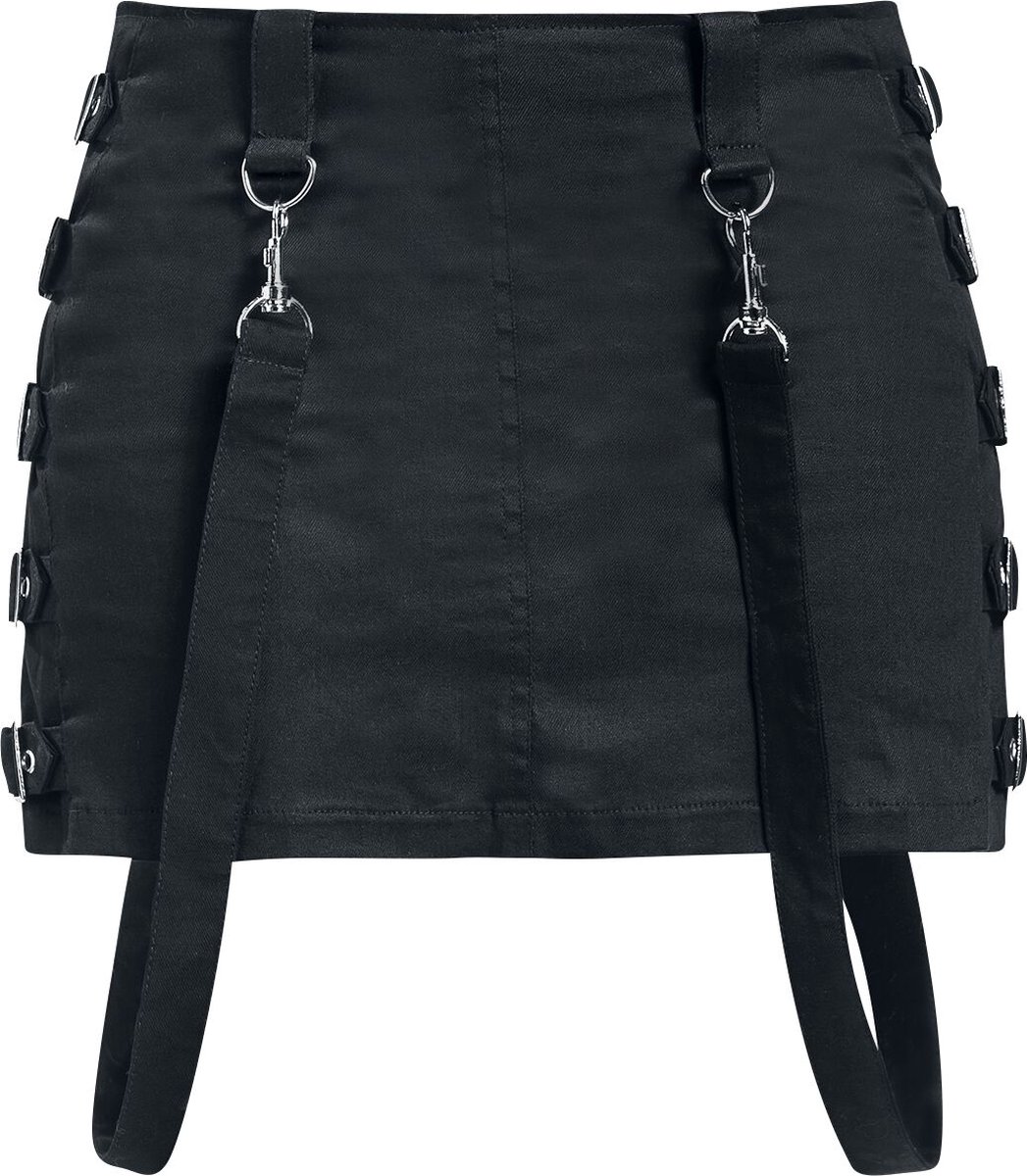 Gothicana Zwarte korte rok met gespen - Dames - L