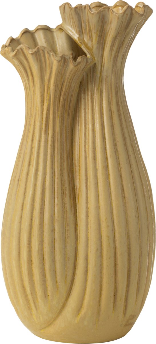 J-Line vaas Botanica Duo - keramiek - beige - 53.5 cm hoog Geel