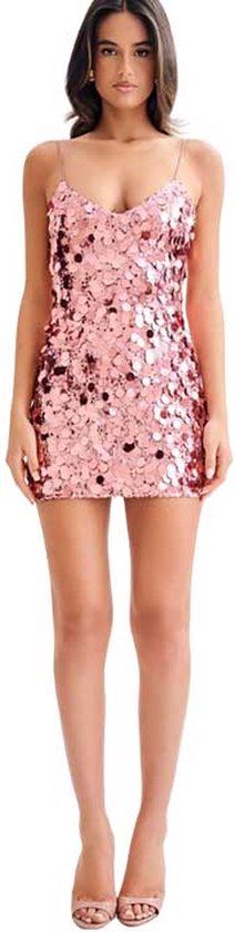 Mini robe à paillettes à la mode - Fête - Femme - Moulante - Paillettes - Rose