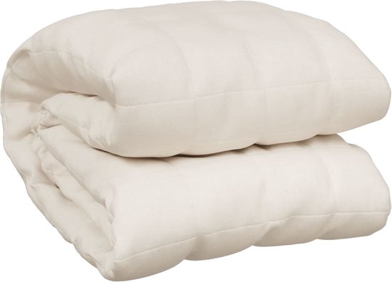 Couverture lestée vidaXL - 200 x 220 cm - 9 kg - Crème légère - Problèmes de sommeil - Détente - Réduction du stress - Couverture en coton