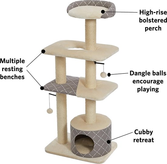Kattenboom 77 cm met dubbele ligplekken - alles-in-één kattentoren voor Kattenboom 77 cm met dubbele ligplekken - alles-in-één kattentoren voor