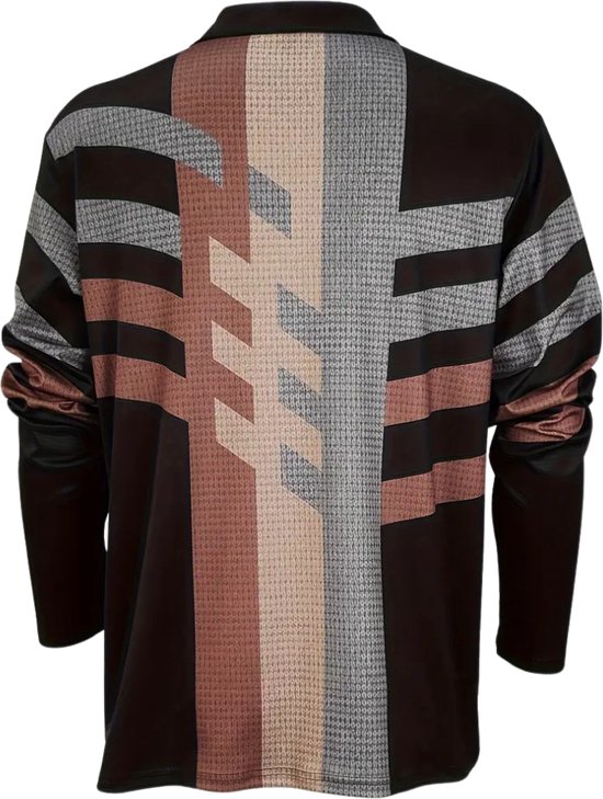 Polo Bovista pour homme - T-shirt - Chemise - Polo à manches longues - Chocolat - M