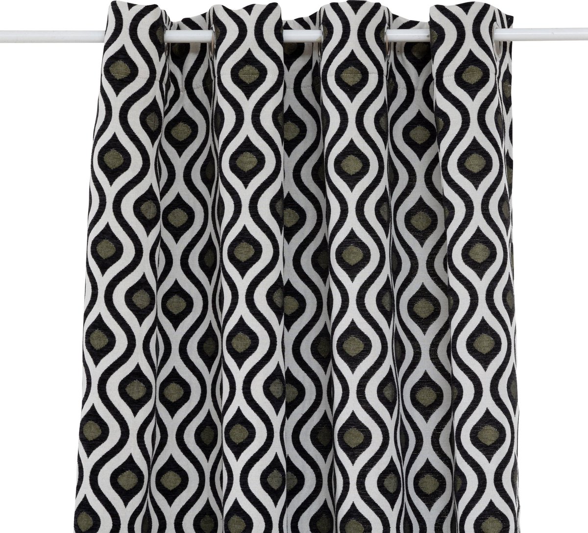 Atmosphera Twisted Lime Gordijn 140x260cm - Gordijnen kant en klaar met haakjes ringen - Multi Noir et blanc