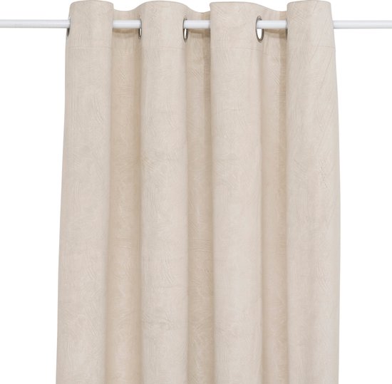 Atmosphera Fujo Fluwelen Verduisteringsgordijn 135x260cm - Gordijnen kant en klaar met haakjes ringen - Linnenbeige