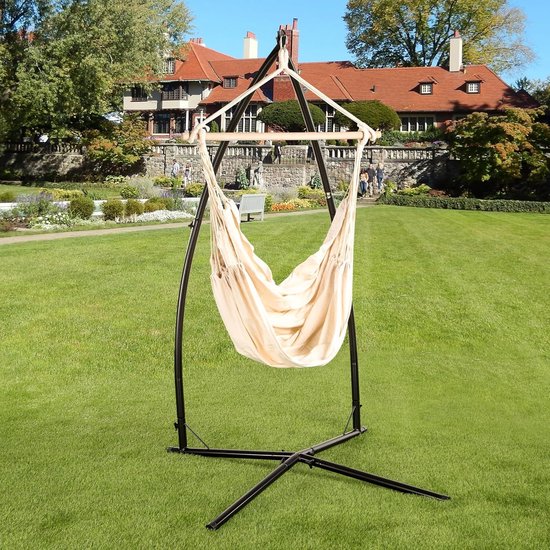 Ultranatura Hangstoel Bali - 185 x 125 cm - Hangmat - Tweepersoons Hangstoel - Hangmand - Hangnest Max. 200 kg - Hangstoelen - Zitschommel - Beige