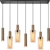 Vidi – Luxe Grote Hanglamp – Stella Di Notte – 135 x 25 x 165 CM – Amber & Zwart – Ø 12 cm - Hanglampen voor in de Woonkamer | Slaapkamer | Eetkamer - E27 Fitting & GU10- excl. Lichtbron