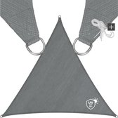 tectake® Driehoekig zonnescherm met UV-bescherming - Licht- en scheurbestendig, ademend - Zonwering voor tuin, balkon en terras - Inclusief spankabels - 3,6x3,6x3,6 m - Grijs