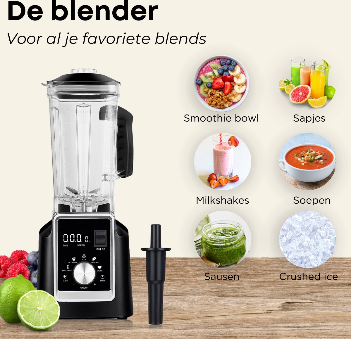 My Wave - Blender - Vermogen 1300 W - Capaciteit 1,5 L en 2 snelheden Pulse - voor vloeistoffen en vaste stoffen - Roestvrijstalen messen en afneembare beker - Vaatwasmachinebestendig
