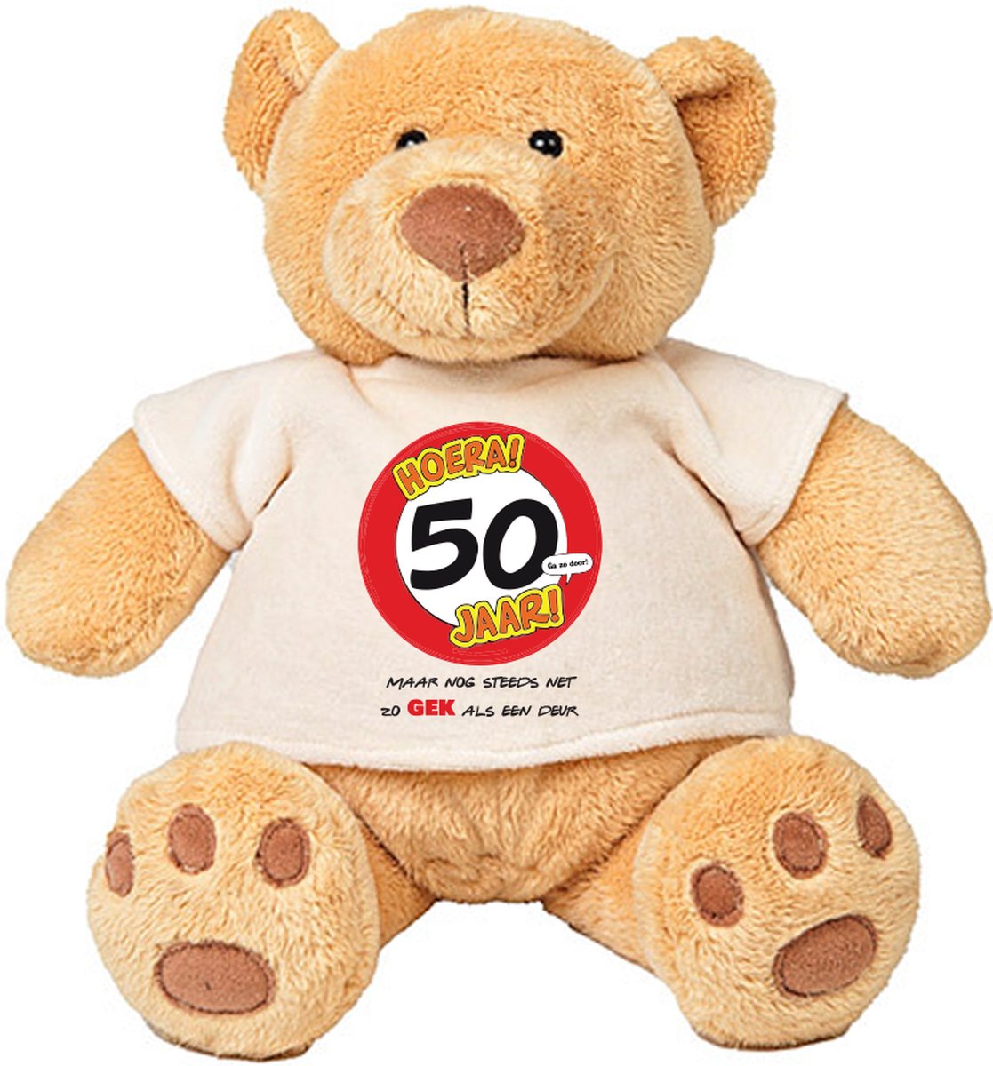 50 Jaar maar nog steeds zo gek als een deur Pluche Beer - Jarig - Verjaardag - 30e - knuffel