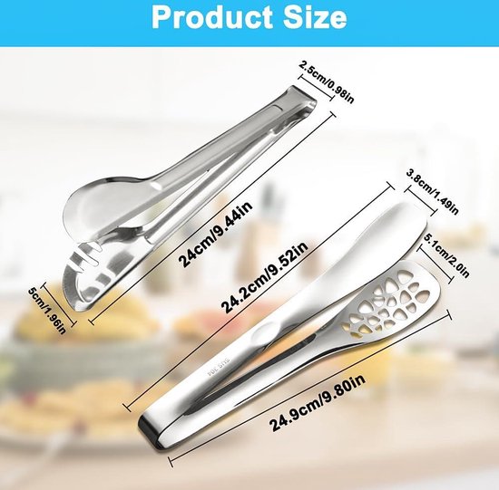 Figarge Keukenpincet 2 stuks kooktang kooktang roestvrij staal koken accessoires pincet keuken spaghettitang (30CM