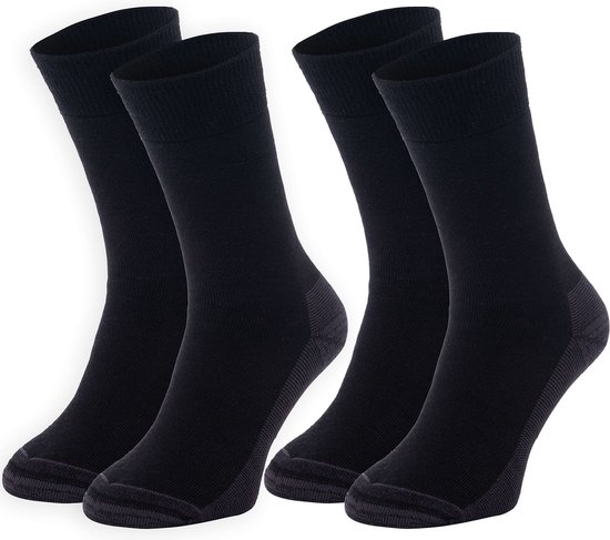 Chaussettes d'hiver NOMAD® Premium, paquet de 2 | 39/42 Zwart | Chaussettes d'intérieur Femme / Homme | 32% laine mérinos | Chaussettes épaisses et chaudes en laine | Bon transport de l'humidité