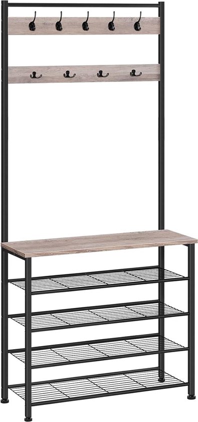 Industriële kapstok met schoenenrek voor entree - 2-in-1 garderobe en opbergruimte