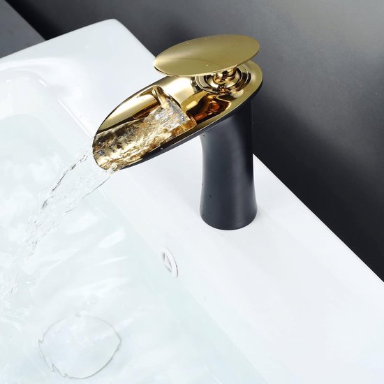 Robinet de lavabo Goodivery ® Robinets de salle de bain Robinet mitigeur de salle de bain Robinet de lavabo pour salle de bain Messing (Zwart et or) votre salle de bain, Messing