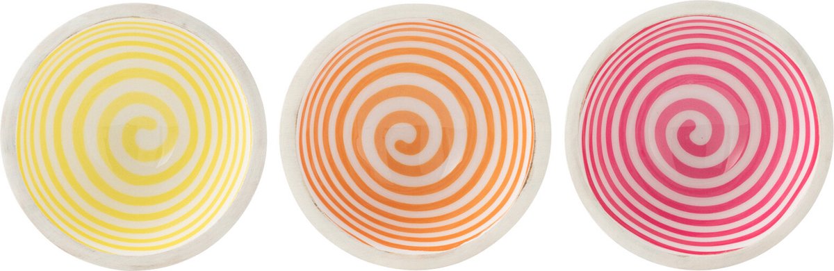 J-Line kom Spiraal - hout - roze/oranje/geel - small - 3 stuks