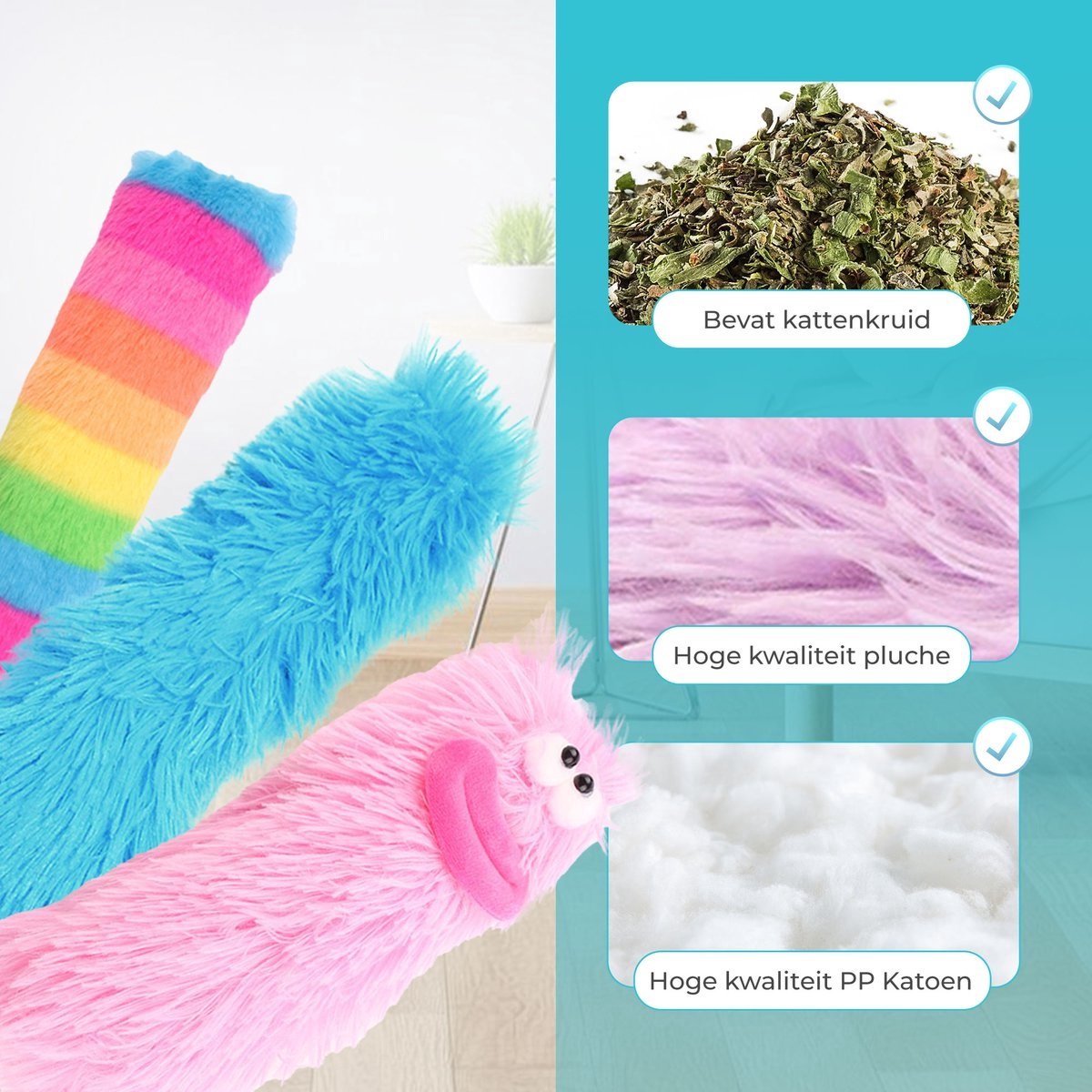 Kattenmand - Kattenbed - Kattenmandje Poes - Kattentunnel Pluche - Poezenmand - Kattenspeelgoed - Reismand Kat - Inclusief 3 Kattenspeeltjes – foto 4