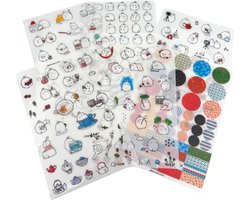 Kawaii Stickers Konijntje - 6 vel Kleine transparante stickers voor Journal, Dagboek, Agenda, Brieven, Decoratie etc