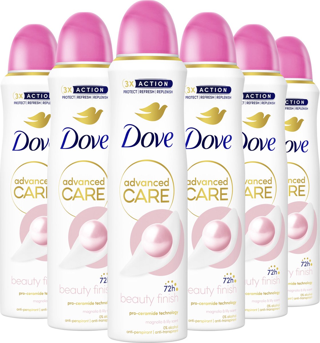 Dove Advanced Care Beauty Finish Anti-Transpirant Deodorant Spray - 6 x 150 ml - Voordeelverpakking