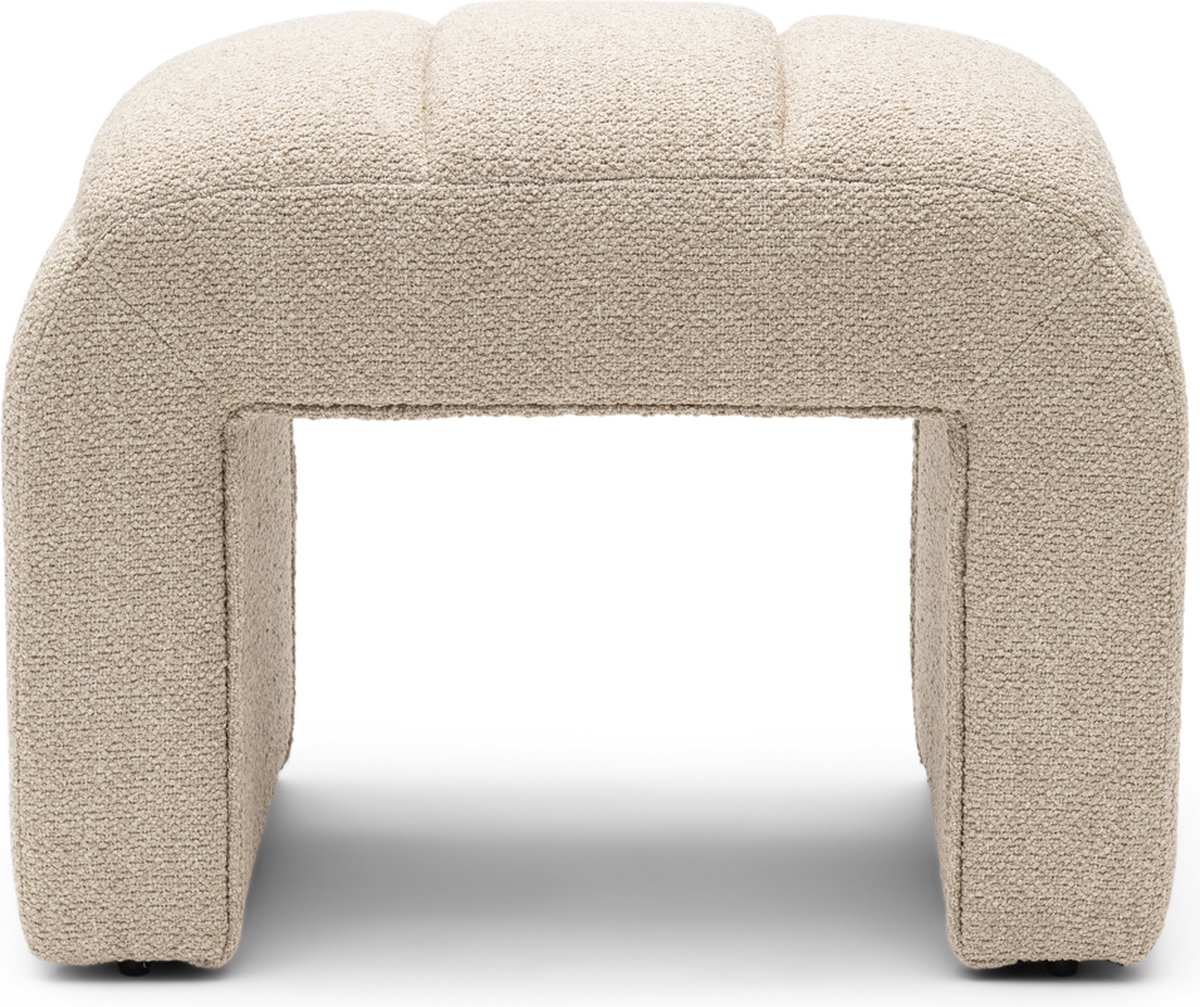 Riviera Maison Brera Stool Natural Grey - Polyester, Acryl, Rubberhout - Natural Grey - 66.0x48.0x52.0 cm