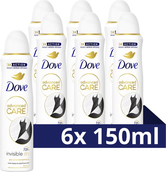 Dove - Anti-Transpirant Deodorant Spray - Advanced Care - Invisible Dry - 6 x 150 ml