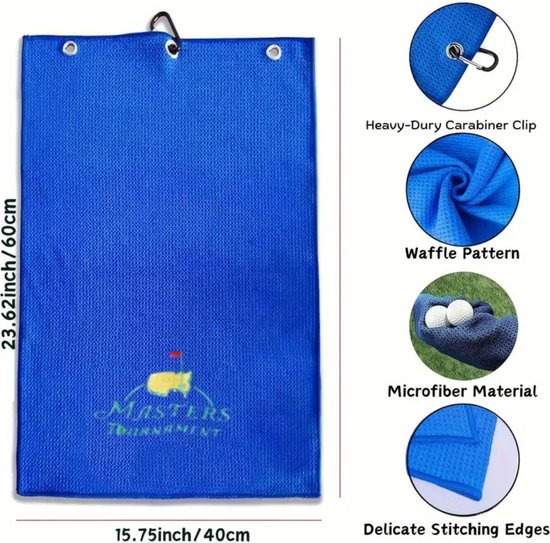 Bovista Golf Handdoek - Golfhanddoek - Golf Accessoires - Towel - Comfortabel - Blauw van Bovista — afbeelding 3