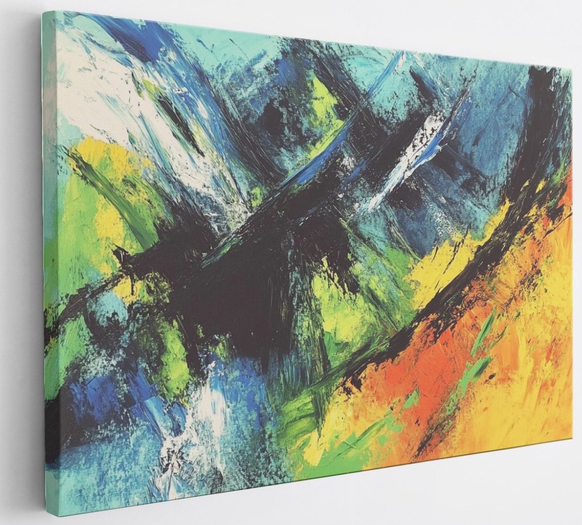 Saammp Canvas Schilderij - Kleurrijke verfspatten - Abstract kunstwerk - 30x20 - Foto op canvas - Wanddecoratie - Muurdecoratie Woonkamer - Slaapkamer decoratie - Canvas Print Multicolor