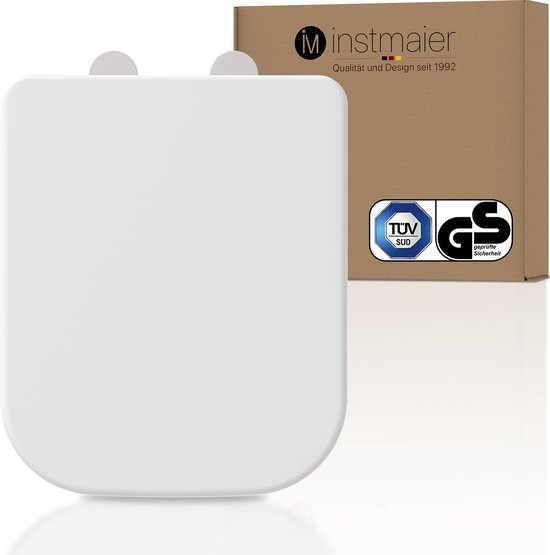 Siège de toilette instmaier - Testé TÜV - Duroplast - Forme angulaire - Wit