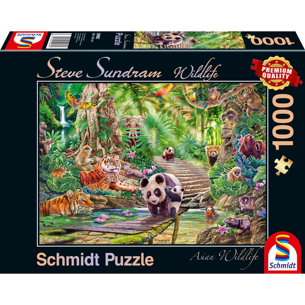 Schmidt 1000 stukjes puzzel - Premium Quality - Asia Wildlife - olifant / tijger / panda