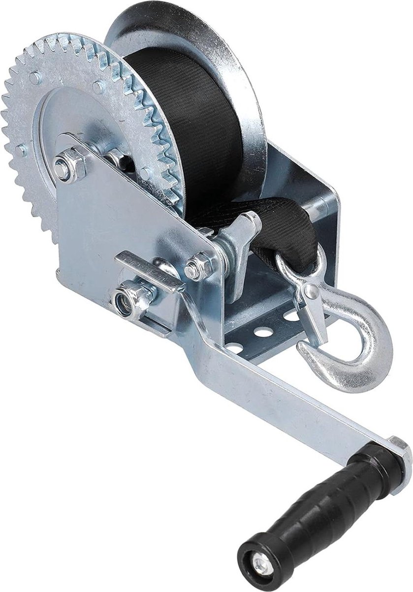 Inovra Plus - 1200 LBS lier van koolstofstaal met handslinger en 8 meter riem voor bootaanhanger