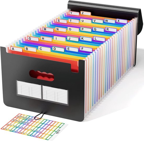Accordian File Organizer, 26 vakken uitbreidende bestandsmappen, maandelijkse factuur ontvangstbewijs, documenten, organizer, kleurrijke tabbladen, brief/A4-formaat