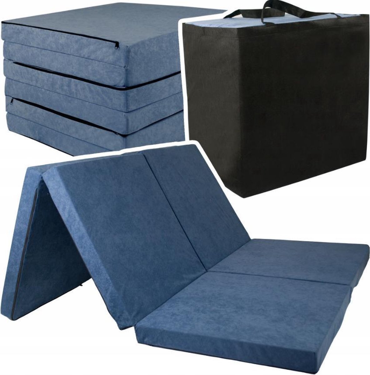 Viking Choice Opvouwbaar 2-Persoons Matras - Navy Blauw - 195x120x7cm - Inclusief Draagtas & Wasbare Hoes