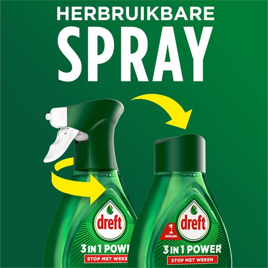 Dreft 3in1 Power Spray voor Vaat en Keuken - Navulling - Vetverwijderaar - Citroengeur - 10 x 500 ML
