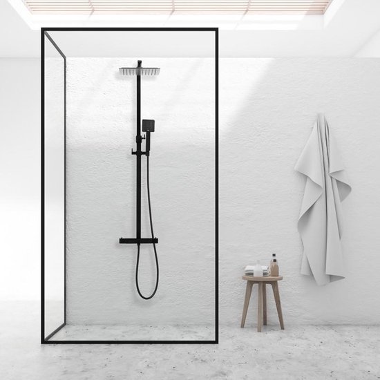 Viking Choice Doucheset Zwart met Regendouche 25cm & Thermostaatkraan - Energiebesparend