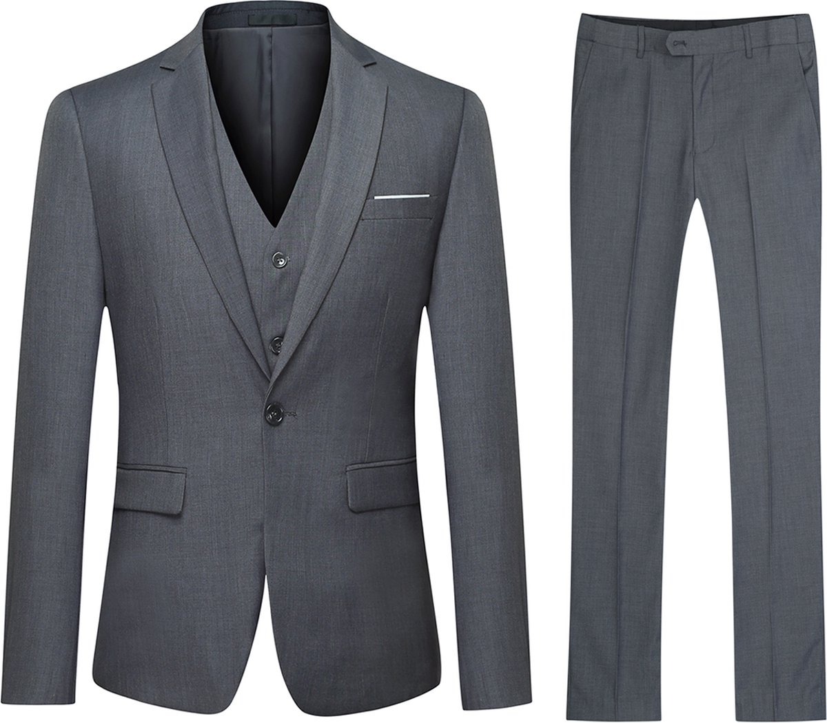 ALLTHEMEN Heren 3-Piece Suit - Heren casual pak voor zaken - XS