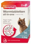 Doos Beaphar wormtabletten voor honden van 2,5kg, met rundermaak.