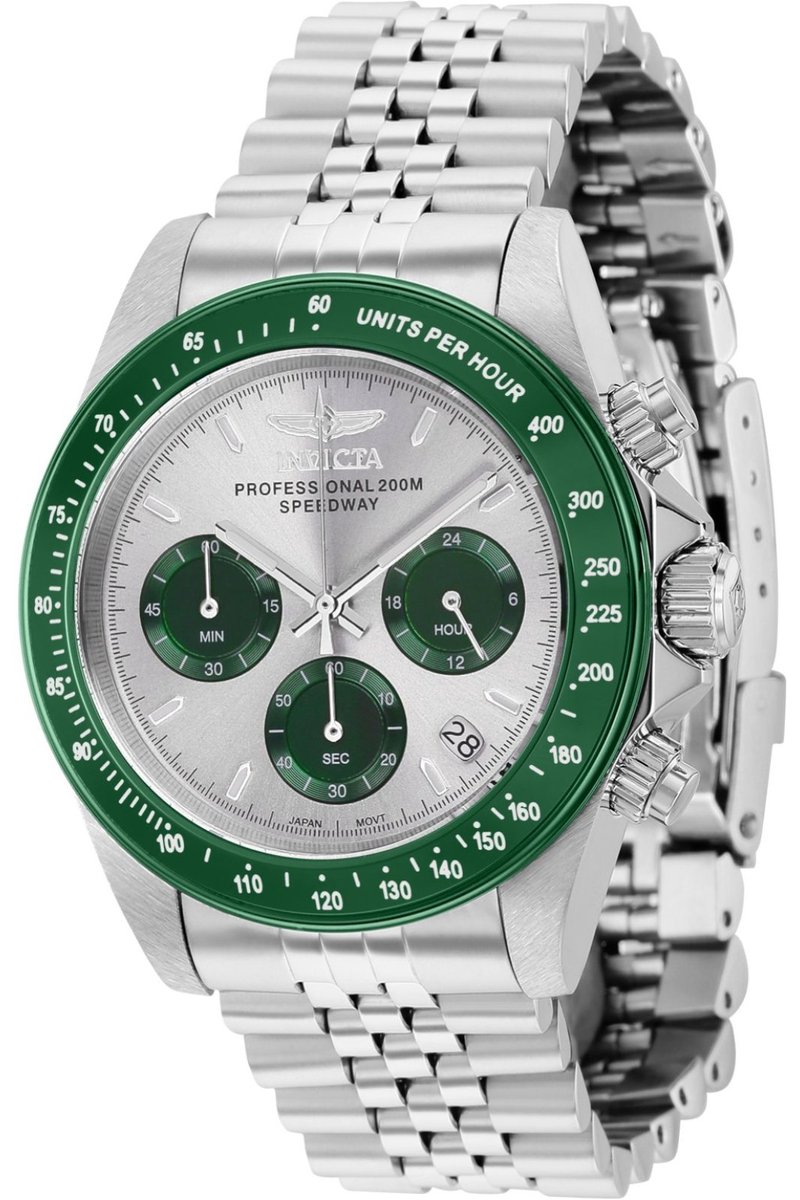 Invicta Speedway 36734 Horloge - Waterdicht - Analoog - Quartz Uurwerk - Roestvrij Staal met grijze Wijzerplaat - 39mm