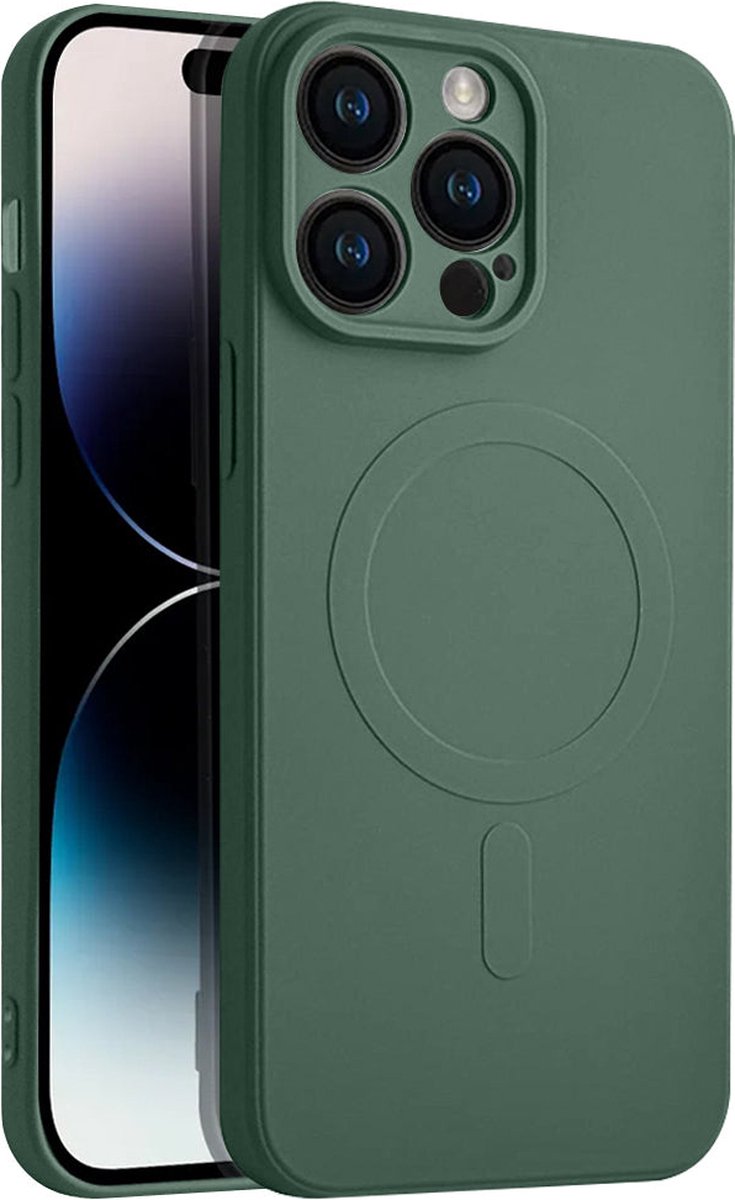 Casify Siliconen Hoesje geschikt voor MagSafe iPhone 14 Pro Max Hoesje - Legergroen
