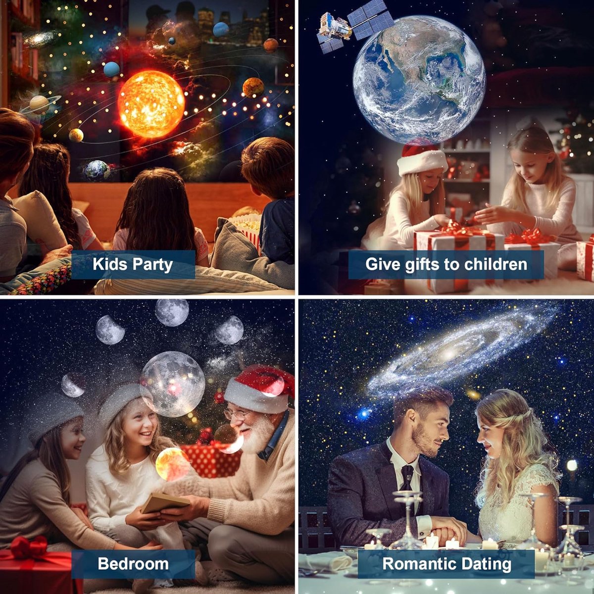 Graboo® Planetarium Galaxy Projector - Transformeer je Ruimte in een Magische Sterrenhemel - Galaxy Projector Sterrenhemel met 13 Films - Wit – foto 3