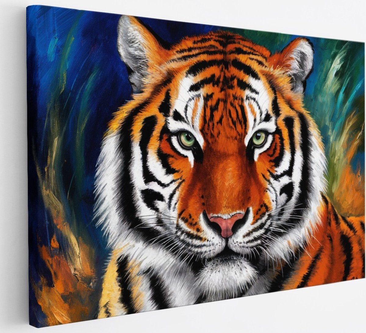Saammp Canvas Schilderij - Abstracte tijger - Kleurrijk - Natuur - Dieren - 30x20 - Foto op canvas - Wanddecoratie - muurdecoratie Woonkamer - Slaapkamer decoratie - Canvas Print Multicolor