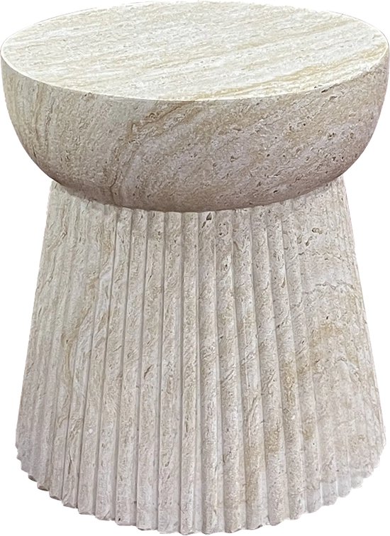 Table d'appoint ronde Artichok Dorus - Table - Aspect marbre - Beige - Ø 37 x 43 cm