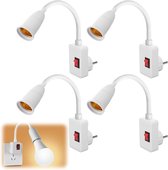 E27 lamphouder met schakelaar - 4 stuks: flexibele kabel, verstelbare fitting, zwanenhals stekkerlamp EU-stekker voor kantoor slaapkamer